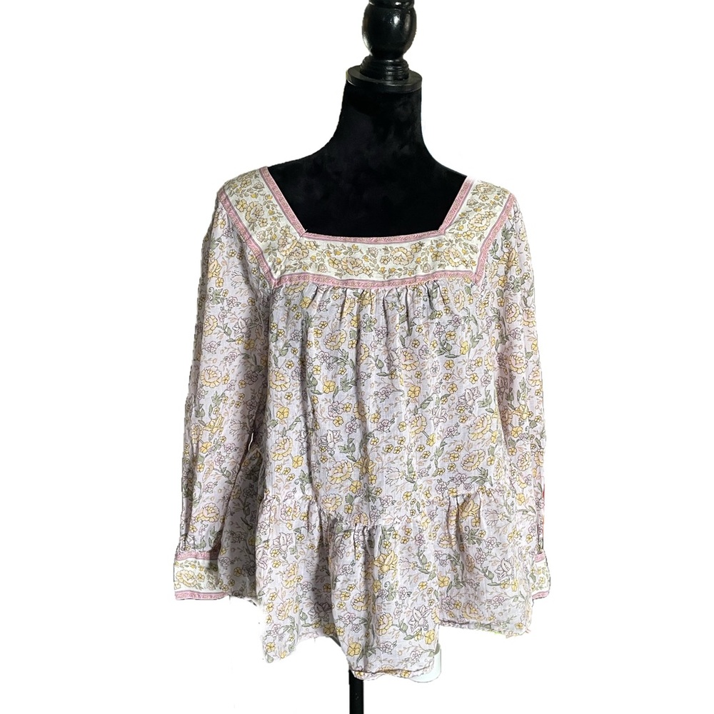 AE OVERSIZED SQUARE NECK LONG-SLEEVE PEASANT BLOUSE